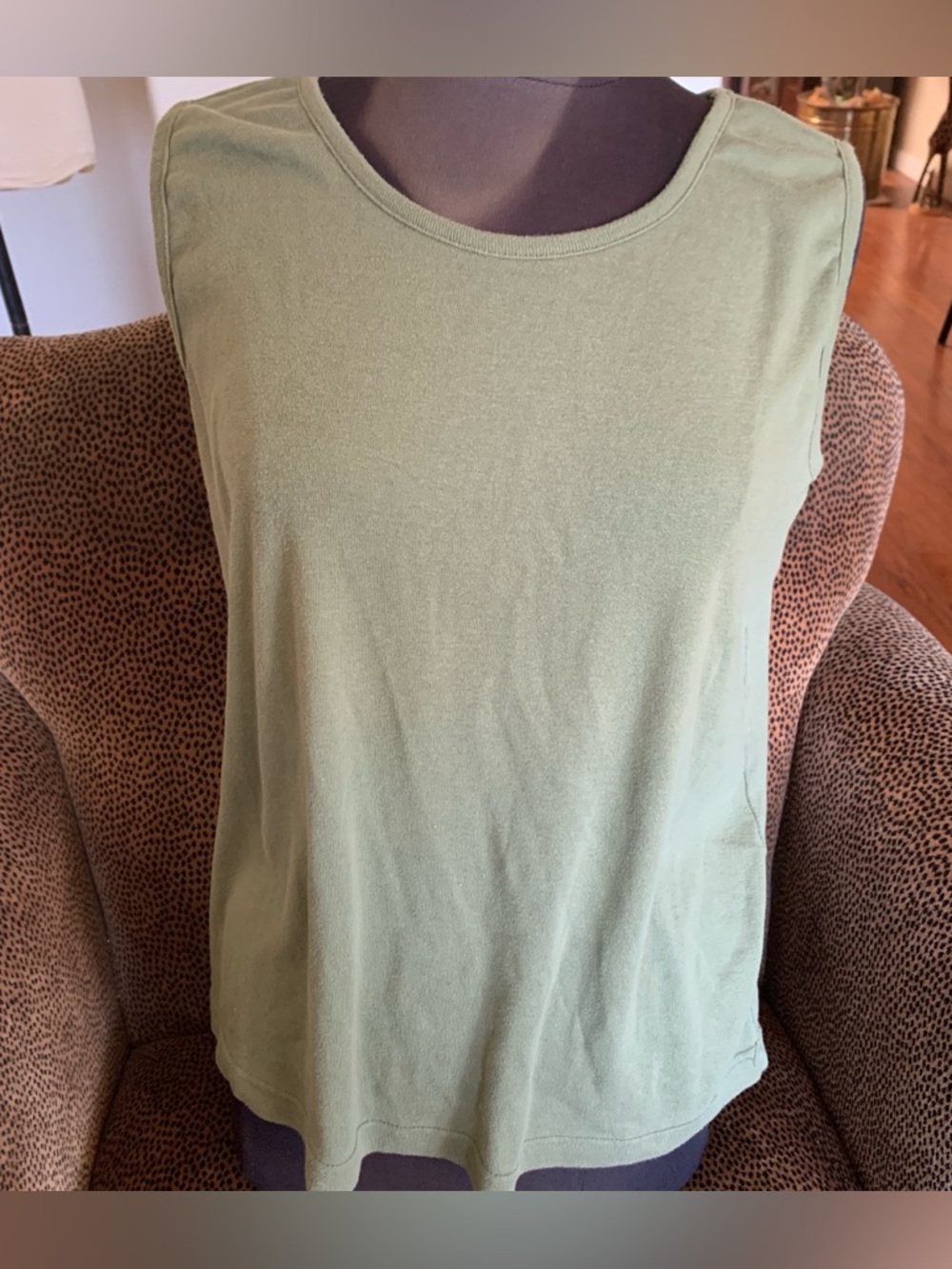 Classic Sleeveless cotton blend Tank Top - Olive Green